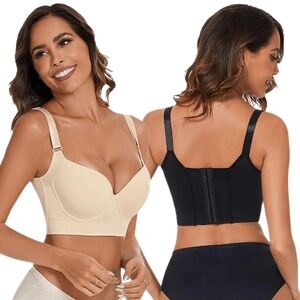 Classic Black and Cream Women's Bra Set TOSOFT Full Back Coverage Bra Bundle